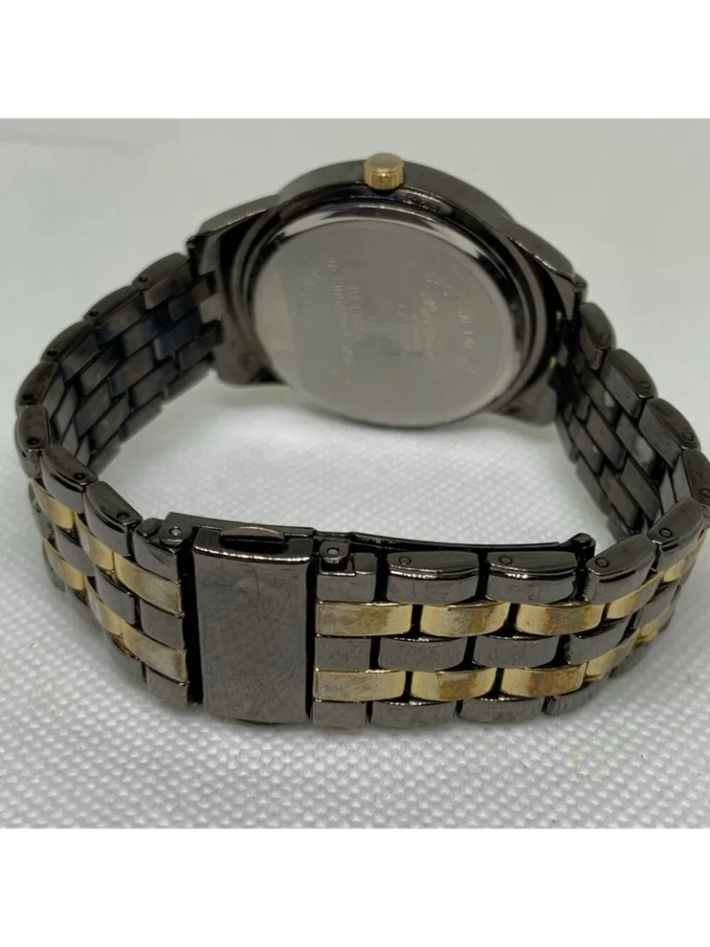Precision by gruen Diamond men watch black gold tone 38mm quartz analog running